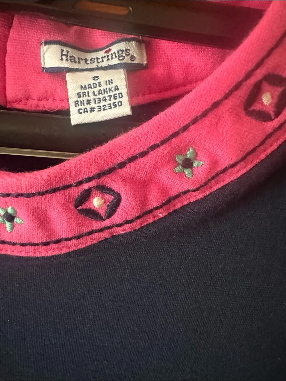 Hartstrings Girls Navy Blue & Pink Drop-Waist Flower Dress - Size 8